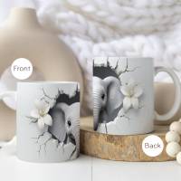 Süße Elefanten Tasse aus Keramik | Bedruckte Kaffeetasse für den Morgenkaffee Bild 1