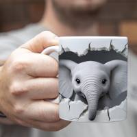 Süße Elefanten Tasse aus Keramik | Bedruckte Kaffeetasse für den Morgenkaffee Bild 3