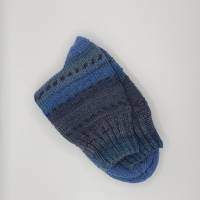 Gr. 36/37, Handgestrickte Wollsocken, mit farblich (taubenblau) abgesetzter Ferse und Spitze Bild 2