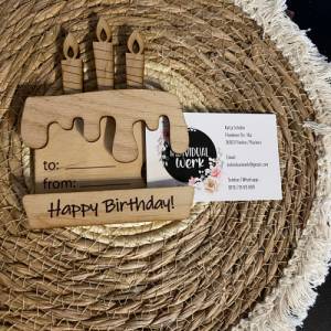 Geburtstagskarte aus Holz, Geschenkkarte, Gutschein in Tortenform Bild 6
