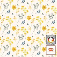 Vlies Bordüre: Gelbe Blüten - optional selbstklebend - 20 cm Höhe Bild 1