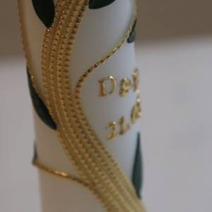 Hochzeitskerze mit goldenen Blattranken, Traukerze, Brautkerze, personalisiertes Hochzeitsgeschenk, Deko Hochzeit Bild 6