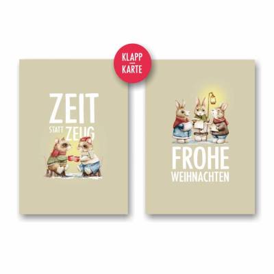 2 Klappkarten "Zeit statt Zeug"  Gutscheinkarte + Weihnachtskarte Sternsinger