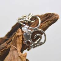 Filigraner Ring aus Sterling Silber mit grauem Mondstein und Chalzedon - Größe 55 - handgemacht Bild 4