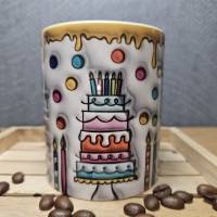 Geburtstagstasse, 3D Optik, Keramik Tasse, Kaffeetasse 330 ml, hoch sollst du Leben Bild 2