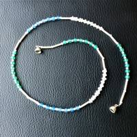 zarte Halskette mit echten Edelsteinen, von Hand gefertigt in blau, grün & rosa schimmert dieser erlesene Schmuck Bild 1