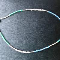 zarte Halskette mit echten Edelsteinen, von Hand gefertigt in blau, grün & rosa schimmert dieser erlesene Schmuck Bild 5