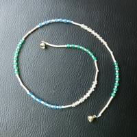 zarte Halskette mit echten Edelsteinen, von Hand gefertigt in blau, grün & rosa schimmert dieser erlesene Schmuck Bild 6