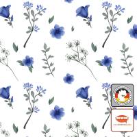 Vlies Bordüre: Blaue Blüten - optional selbstklebend - 20 cm Höhe Bild 1