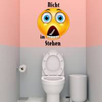 WC-Toiletten Aufkleber Emotion Nicht im Stehen-Sticker-Tür-Bad-Toilette-Cartoon Aufkleber-Wunschtext-Personalisierbar Bild 4