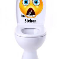 WC-Toiletten Aufkleber Emotion Nicht im Stehen-Sticker-Tür-Bad-Toilette-Cartoon Aufkleber-Wunschtext-Personalisierbar Bild 5
