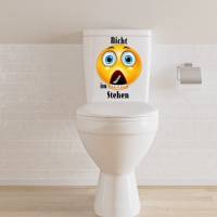 WC-Toiletten Aufkleber Emotion Nicht im Stehen-Sticker-Tür-Bad-Toilette-Cartoon Aufkleber-Wunschtext-Personalisierbar Bild 6