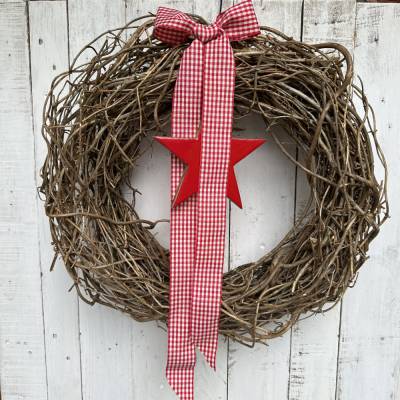 Fülliger Waldrebe Rankenkranz XXL – Naturkranz Landhaus, Handgefertigt & Haltbar, Weihnachtsdeko 50 cm