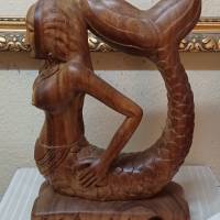 Handgeschnitzte Holzfigur - Meeresjungfrau aus den 80er Jahren Bild 1