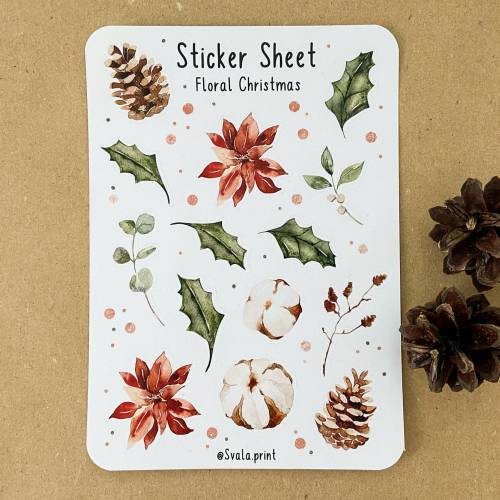 Weihnachten | Floral | Ilex | Christmas | Aufkleber Bulletjournal | Journal Sticker | Flower