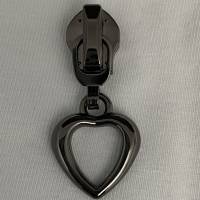 Zipper Heart1, breit, kleine Größe, gunmetal / Schieber für Reißverschlüsse mit Spiralraupe Bild 1