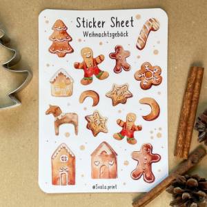 Weihnachten | Lebkuchen | Kekse | Plätzchen | Aufkleber Bulletjournal | Journal Sticker | Christmas | Cookies Bild 1