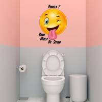 WC-Toiletten Aufkleber Emotion Pinkeln ? Musst du sitzen-Tür-Bad-Toilette-Cartoon Aufkleber-Wunschtext-Personalisierbar Bild 3