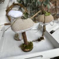 Herbstdeko 3er Set Pilze aus Leinen Treibholz Bild 9