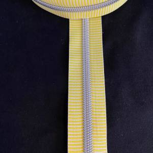 Reißverschluss „Silver Stripes“, breit, gelb-weiß / Endlosreißverschluss mit metallisierter Kunststoffraupe / Meterware Bild 5