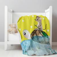 Fleecedecke für Kinder mit Namen personalisiert, Decke Maus & Schildkröte Bild 3