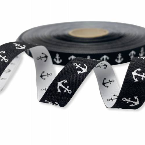 Webband Anker - 1 m - 1,50 Eur/m - schwarz - Ankerwebband - beidseitig nutzbar - farbenmix - 12 mm
