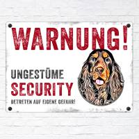 Hundeschild UNGESTÜME SECURITY (Cocker Spaniel), wetterbeständiges Warnschild Bild 2