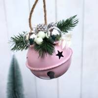 Glocke Schelle Weihnachtskugel rosa silber dekoriert Bild 1