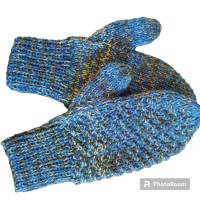 Handschuhe, Fäustlinge, M-XL, Perlmuster, Blau, Erwachsene, Herren-Handschuhe Bild 2