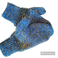 Handschuhe, Fäustlinge, M-XL, Perlmuster, Blau, Erwachsene, Herren-Handschuhe Bild 3