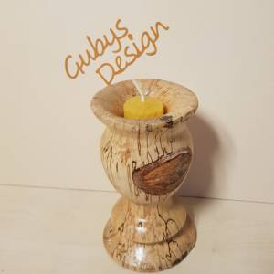 Holz-Kerzenständer mit toller Maserung - gedrechselt - naturbelassen - handmade Bild 1