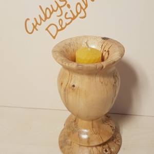 Holz-Kerzenständer mit toller Maserung - gedrechselt - naturbelassen - handmade Bild 5
