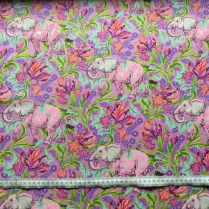 Everglow von Tula Pink für FreeSpirit / All Ears - Cosmic / Elefanten, rosa /0,5 m  Patchworkstoff Bild 7