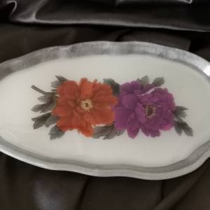 Vintage Stil Blumendekor Serviertablett aus Resin Epoxidharz Bild 7