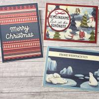3er Set Grußkarten mit Eisbären für Weihnachten,Weihnachtskarten für die Liebsten, Merry Christmas, Winter, Stampin‘ Up! Bild 1