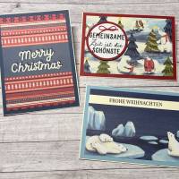3er Set Grußkarten mit Eisbären für Weihnachten,Weihnachtskarten für die Liebsten, Merry Christmas, Winter, Stampin‘ Up! Bild 2