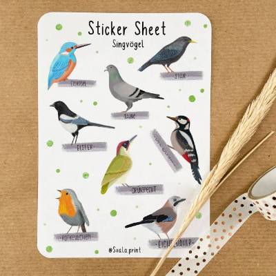 Sticker Singvögel | Aufkleber Bulletjournal | Journal Sticker | Sticker Natur & Vögel