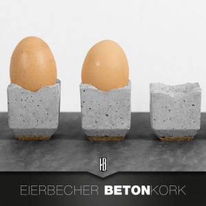 4er Set minimalistischer Eierbecher aus Beton mit Korkboden Bild 1