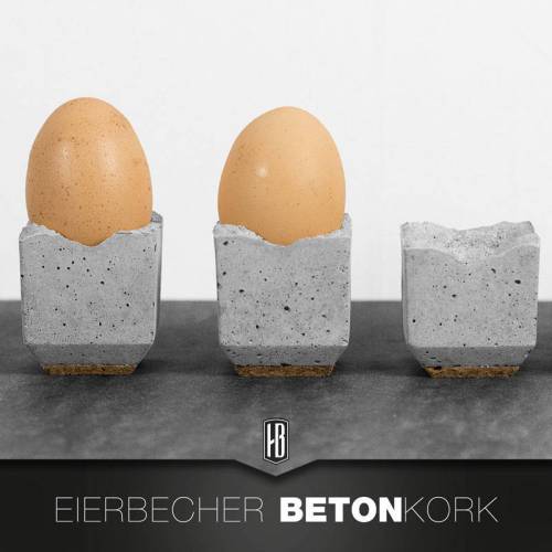 4er Set minimalistischer Eierbecher aus Beton mit Korkboden