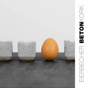 4er Set minimalistischer Eierbecher aus Beton mit Korkboden Bild 4