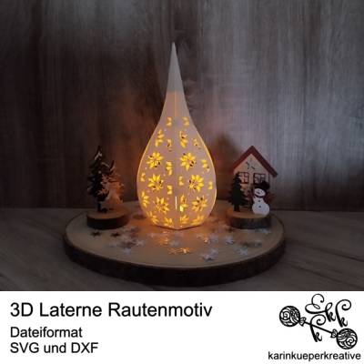 Plotterdatei 3D Laterne Rautenmotiv