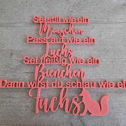 Spruch Geschenk Einschulung, Wanddeko 1. Schultag I Männchen, Deko Zitat schlauer Fuchs