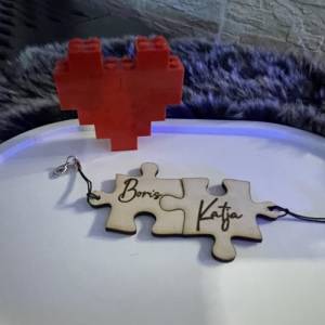 Pärchen Geschenkset personalisierte Puzzleteile. Schlüsselanhänger, Jahrestag oder Valentinstag Geschenk für Paare, Freu Bild 3