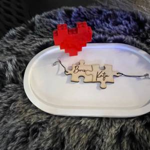 Pärchen Geschenkset personalisierte Puzzleteile. Schlüsselanhänger, Jahrestag oder Valentinstag Geschenk für Paare, Freu Bild 4