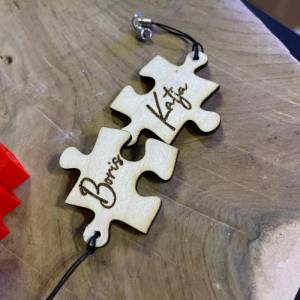 Pärchen Geschenkset personalisierte Puzzleteile. Schlüsselanhänger, Jahrestag oder Valentinstag Geschenk für Paare, Freu Bild 5