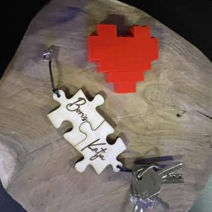 Pärchen Geschenkset personalisierte Puzzleteile. Schlüsselanhänger, Jahrestag oder Valentinstag Geschenk für Paare, Freu Bild 6