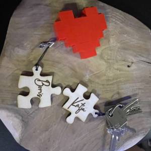 Pärchen Geschenkset personalisierte Puzzleteile. Schlüsselanhänger, Jahrestag oder Valentinstag Geschenk für Paare, Freu Bild 7