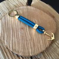 „Ankerliebe“ Schlüsselanhänger aus Segelseil mit Anker in Gold Bild 1