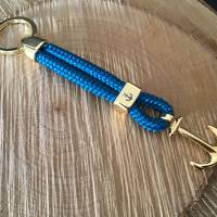 „Ankerliebe“ Schlüsselanhänger aus Segelseil mit Anker in Gold Bild 2