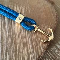 „Ankerliebe“ Schlüsselanhänger aus Segelseil mit Anker in Gold Bild 3